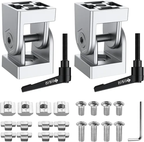 Miniatura 10 de JiGiU Juego de conectores de perfil de aluminio 3030 de 4 piezas – Conector de tuerca de 8 ángulos con abrazadera de palanca – Junta de marco