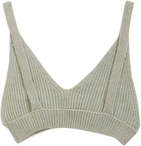 Miniatura 2 de SweatyRocks Camiseta sin mangas con cuello en V y sin mangas de punto ajustado para mujer