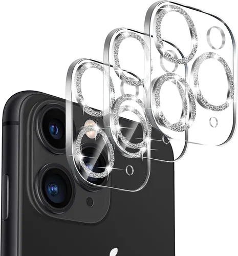 Miniatura 15 de Paquete de 3. Protector de lente de cámara Dengduoduo para iPhone 11 y iPhone 12 Mini, Glitter Bling Sparkle Ultra HD, vidrio templado, dureza 9H
