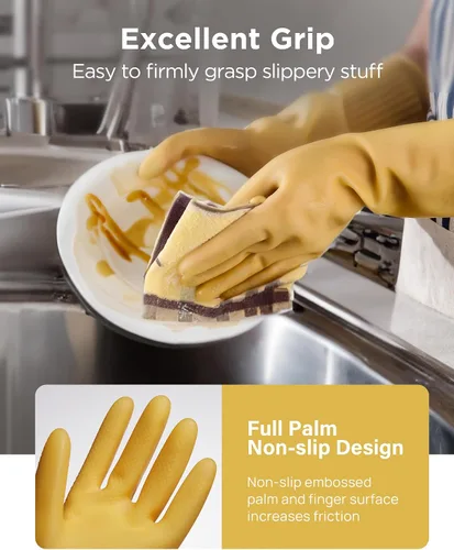 Miniatura 2 de Guantes de goma para lavar platos, 3 o 6 pares, guantes de cocina y reutilizables.