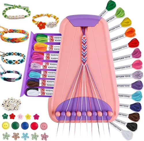 Miniatura 11 de Maynacs Arte y manualidades para niños de 8 a 12 años, kit de fabricación de pulseras de amistad para niñas, kit de fabricación de joyas para niños