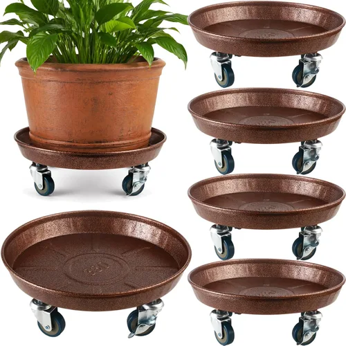 Miniatura 8 de Planterhoma 3 paquetes de 13 pulgadas de metal para plantas con ruedas, soporte rodante grande para plantas de hierro resistente, ruedas
