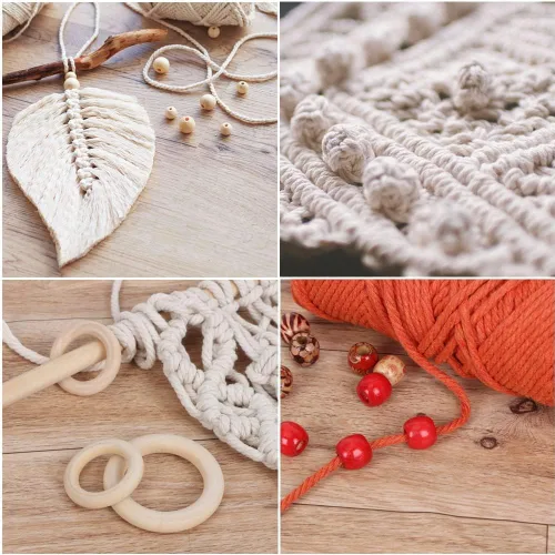 Miniatura 4 de UHAPEER Kits de macramé para adultos principiantes, kit de macramé para colgar plantas DIY y suministros de macramé, con cordón de macramé de Verde