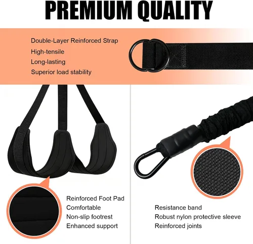 Miniatura 6 de Bandas de asistencia para gimnasio en casa, 4 bandas de resistencia ajustables para dominadas y entrenamiento de fuerza, con reposapiés, correa