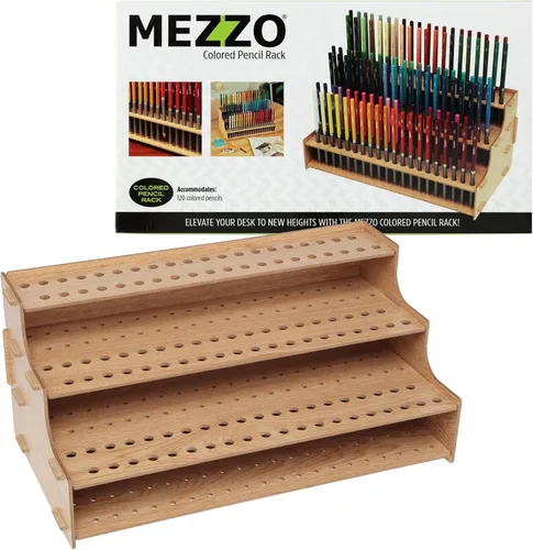 Miniatura 14 de Mezzo Artist Paint and Brush Rack - Soporte de Escritorio Multicapa de Laminado Veteado de Madera Organizador de Almacenamiento y Exhibición