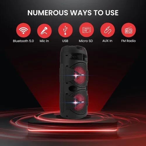 Miniatura 3 de Pyle Altavoz PA Bluetooth portátil - Sistema de audio para karaoke BT de 240W dual de 6.5" recargable para interiores/exteriores - TWS, luces