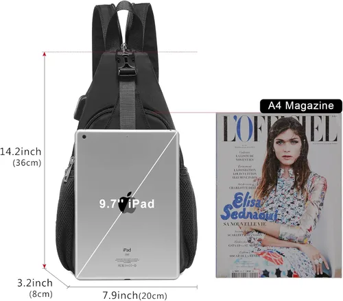 Miniatura 3 de LOVEVOOK - Mochila de bandolera para mujeres, casual, de nylon, para viajes, al hombro, mochila de senderismo Casual Daypack, Nylon, Travel, Negro