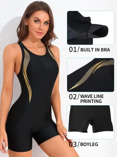 Miniatura 11 de ATTRACO Traje de baño deportivo de una pieza para mujer, traje de baño deportivo de entrenamiento