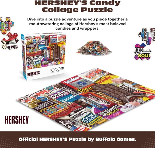Miniatura 2 de Buffalo Games - Rompecabezas de 1000 piezas de Hershey's Sweet Collage para adultos, imagen de caramelo colorido hecho en Estados Unidos