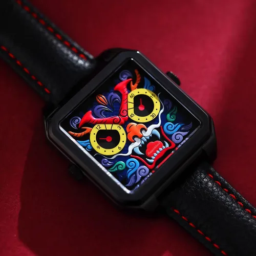 Miniatura 4 de HappieWatch Reloj de pulsera de cuarzo con esfera en relieve, caja de acero inoxidable, cristal de zafiro, reloj de moda con silicona y correa