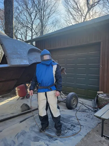 Miniatura 7 de SHUNJIE Traje de explosión Traje protector de pintura en aerosol Traje protector de trabajo de seguridad con chorro de arena Azul y blanco