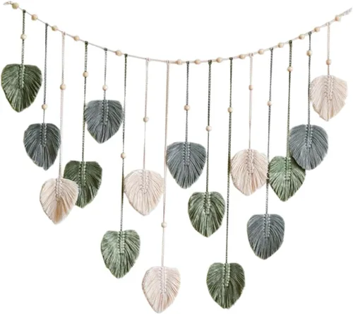 Tapiz tejido de macramé para colgar en la pared, estilo bohemio, con clips para fotos, decoración del hogar, decoración de pared nórdica, borlas de