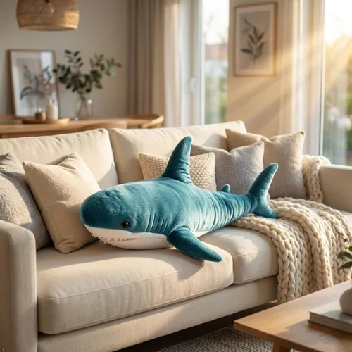 Miniatura 4 de Peluche de tiburón gigante de 39.4 pulgadas, almohada de tiburón de peluche súper suave y linda, decoración de habitación para niños y niñas, regalo