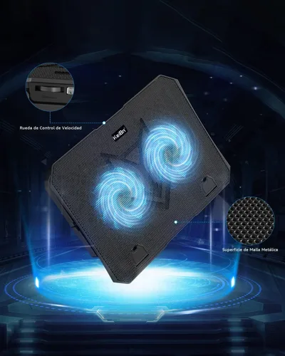 Miniatura 7 de KeiBn Almohadilla de enfriamiento para laptop, enfriador de laptop para juegos, 2 ventiladores para portátiles de 10 a 15.6 pulgadas, 5 soportes