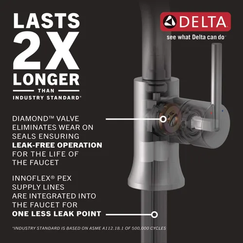 Miniatura 3 de Delta Faucet Galeon - Grifo de baño de un solo orificio, grifos de baño cromados para fregadero de 1 agujero, grifo de fregadero de baño de una sola