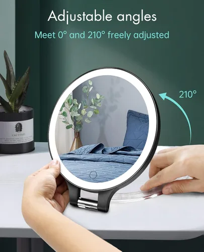 Miniatura 8 de FASCINATE Espejo de Aumento 10X 1X de Doble Cara con Magnificación Espejo de Tocador para Maquillaje Espejo Iluminado Recargable con 3