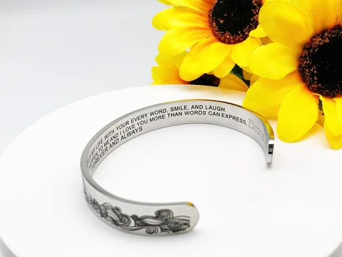Miniatura 365 de Pulseras inspiradoras para mujer, joyería de acero inoxidable, con refranes, pulsera motivacional con mensaje oculto, pulseras grabadas para mejor