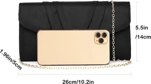Miniatura 4 de MUDUO Women Faux Suede Envelope Clutch Purse Evening Handbag Foldover Shoulder Crossbody Bag