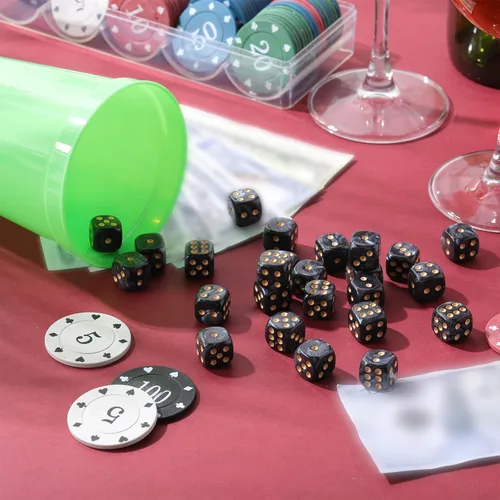 Miniatura 6 de TecUnite Juego de 25 dados poliédricos de 6 lados con bolsa negra compatible con actividades de tabla, fiestas, aprendizaje de matemáticas y otros