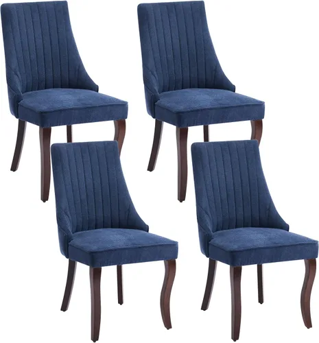 Miniatura 17 de Shenyon Juego de 4 sillas de comedor color beige, cómodas sillas de comedor tapizadas con canal de tela, sillas de cocina modernas para comedor