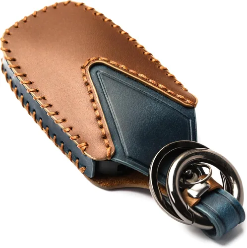 Miniatura 5 de Funda de cuero para llavero Toyota con llavero de cuero para Camry RAV4 Highlander Corolla 2018-2023, 4 Botón-marrón
