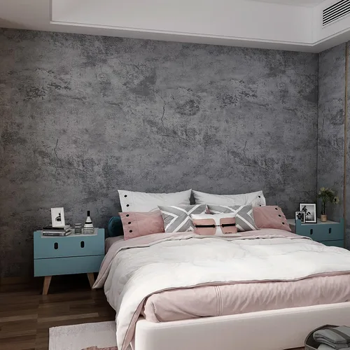 3yecao Papel tapiz de hormigón extra grueso de 31"×157" azul claro gris negro despegable y adhesivo efecto 3D papel de contacto de hormigón Azul