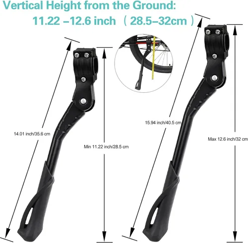 Miniatura 2 de Cyfie Soporte de bicicleta para bicicleta de adulto, soporte de bicicleta lateral trasero ajustable, adecuado para bicicletas de montaña de 24 a 29