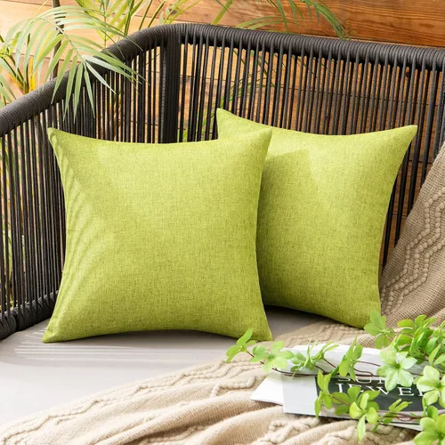 Miniatura 19 de MIULEE Paquete de 2 fundas decorativas para almohadas de exterior, sólidas, impermeables, de lino sintético, estilo granja de jardín, fundas de Óxido