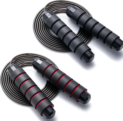 Miniatura 13 de BOOMIBOO Cuerda de Saltar, Cuerdas de Saltar Ajustables, Cuerda de Saltar Sin Enredos de Velocidad Rápida con Rodamientos de Bolas para Mujeres, Rojo