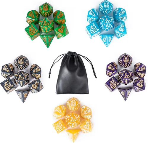 Miniatura 12 de 5 juegos de dados DND, juego de dados poliédricos (35 piezas) con bolsa de troquel de cuero, juego de troqueles D&D para juegos de mesa RPG
