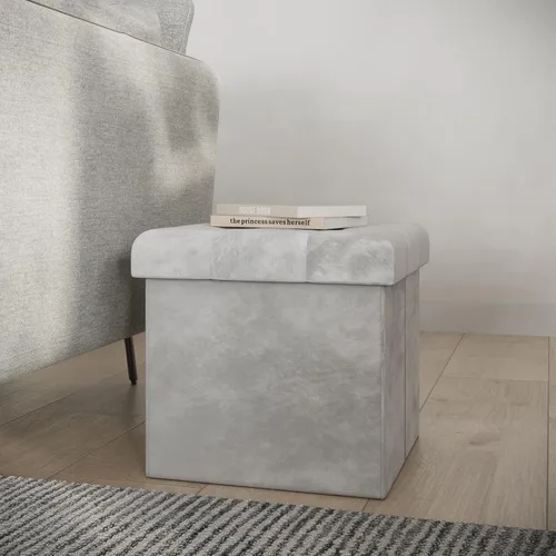 Miniatura 6 de Lavish Home - Otomana de almacenamiento, reposapiés copetudo, copetudo de terciopelo, copetudo de lino o organizador de almacenamiento con tapa