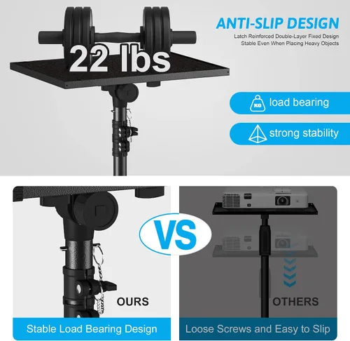 Miniatura 2 de Trípode ajustable para proyector, altura de laptop de 23.5 a 46.5 pulgadas con soporte para teléfono de cuello de cisne, piso para oficina, hogar