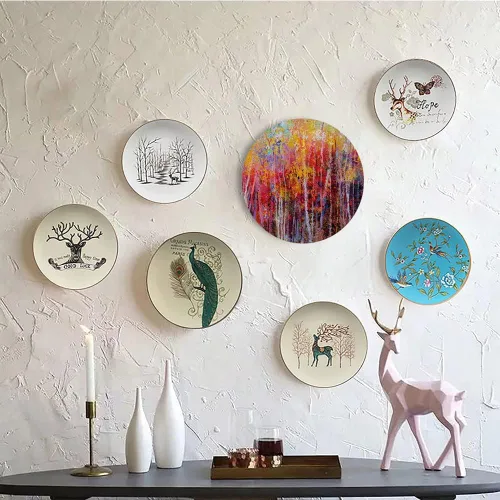 Miniatura 5 de Platos de cerámica, platos de cerámica decorativos de la naturaleza, pintura vibrante de la naturaleza con árboles en el bosque de otoño, platos