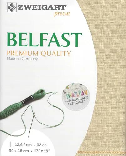 Precortado Zweigart Belfast 32 unidades marfil antiguo 3609/233. lienzo de costura, tela de punto de cruz, lienzo bordado 100% lino