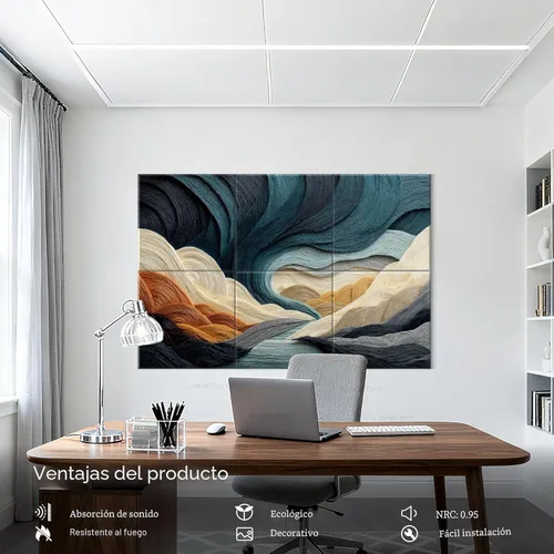 Miniatura 5 de Paquete de 6 Paneles Absorbentes de Sonido de 72 x 48 pulgadas Paneles Acústicos Decorativos Paneles Acústicos de Pared para Hogar, Oficina
