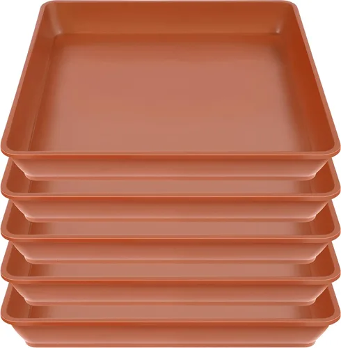 Miniatura 8 de LWALRS Platillo cuadrado para plantas de 6 pulgadas, paquete de 5 platillos de plástico transparente fuerte, macetas cuadradas para plantas