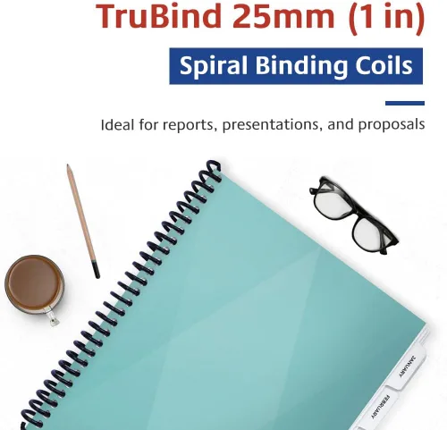 Miniatura 2 de Bobinas de encuadernación en espiral de 0.984 in (1 pulgada) para informes, presentaciones y propuestas Paso 4:1 12 pulgadas de longitud Negro