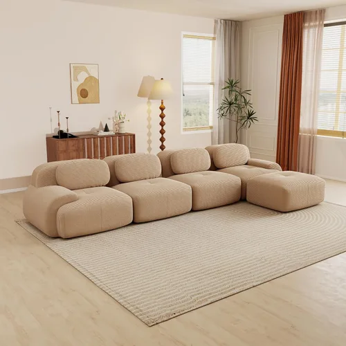 Miniatura 145 de Sofás modulares modulares sin hueso de 82 pulgadas para sala de estar, juego de sofá comprimido de 2 plazas, no requiere montaje, tela de pana, Verde
