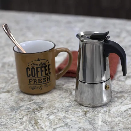Miniatura 2 de Home Basics EM00248 - Máquina de café expreso de acero inoxidable de 2 tazas, color plateado