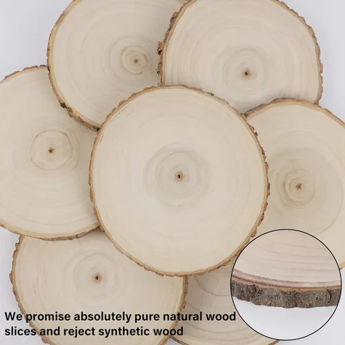 Miniatura 3 de Sancodee 8 piezas de rodajas de madera grandes sin acabar, tablas de madera de 8-9 pulgadas para centros de mesa, círculos de madera natural
