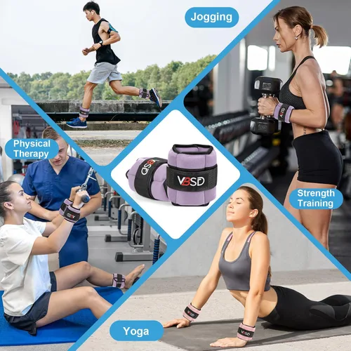 Miniatura 7 de VBSD Pesas de tobillo ajustables para hombres y mujeres, 2, 4, 6, 8, 10 libras, 1 par de correas de peso para piernas, juego de pesas de tobillo