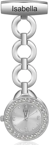 Relojes de enfermera para enfermeras, médicos, relojes de enfermería personalizados, con nombre grabado, pin de solapa en el reloj de enfermería,