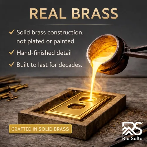 Miniatura 4 de Rio Salto BRASS - Placa de pared moderna de metal dorado para interruptor de luz o cubierta de enchufe, placa de pared para receptáculo individual