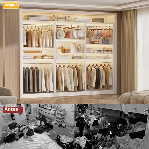 Miniatura 5 de Unikito Sistema de armario independiente de 3 pies con 2 varillas para colgar y estante ajustable, sistema organizador de armario de madera de 36