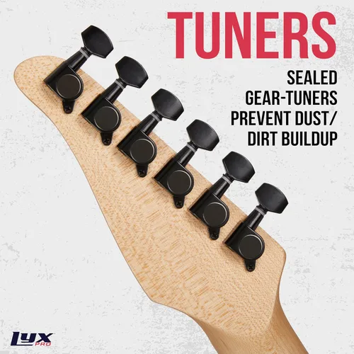 Miniatura 7 de LyxPro Guitarra eléctrica de 30 pulgadas y kit de iniciación para niños con guitarra para principiantes de tamaño 3/4, amplificador, seis cuerdas