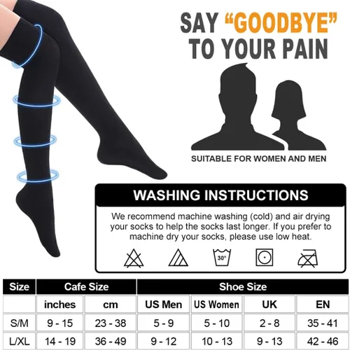 Miniatura 6 de CHARMKING Calcetines de compresión (3 pares) calcetines de compresión hasta la rodilla para mujeres y hombres, medias para correr, ciclismo