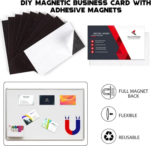 Miniatura 5 de Imanes de tarjetas de visita de 2 x 3.5 pulgadas para despegar y pegar, cinta magnética autoadhesiva, convierte las tarjetas de identificación