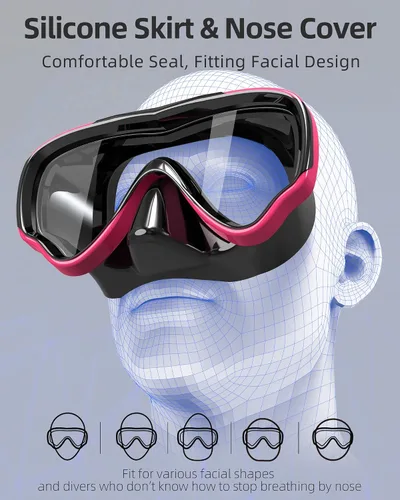 Miniatura 3 de EverSport Gafas de natación para adultos con cubierta para la nariz, máscara de buceo transparente antivaho amplia visión sin borrosidad