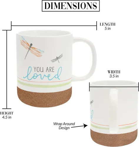 Miniatura 5 de Pavilion Gift Company You Are Loved - Taza de cerámica de 16 onzas con fondo glaseado de arena, libélula, taza de café de mango grande, regalo