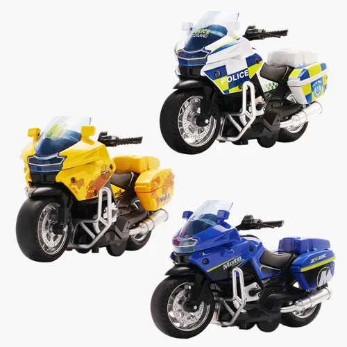 Miniatura 8 de Juguetes de motocicleta de tracción hacia atrás, pequeño regalo con iluminación musical, motocicletas de policía de juguete para niños de 3, 4, 5